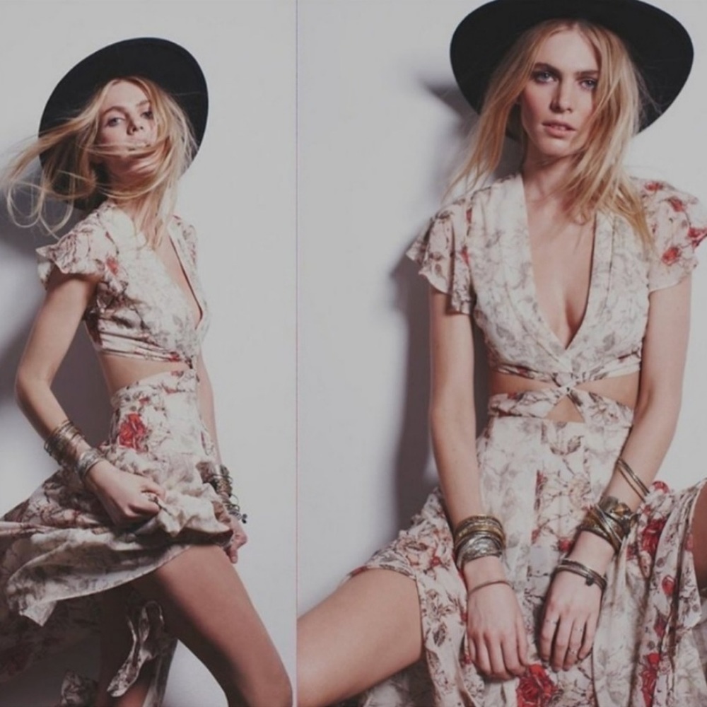 Nwot Free People Jasper Midi Dress in
Daylight Ivory Floral